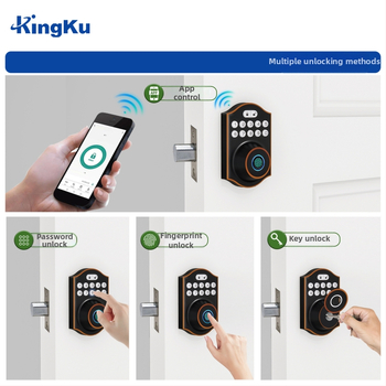 Умна брава за дървена спалня врата с пръстов отпечатък и парола, модел D6/D7, капацитет пръстови отпечатъци 100, време на сканиране 0.05 s, работна температура -25 до 45°C, захранване с 4 AA батерии