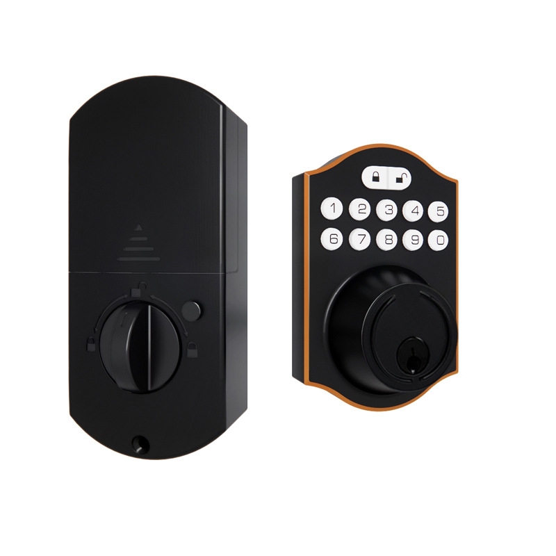 Умна брава за дървена спалня врата с пръстов отпечатък и парола, модел D6/D7, капацитет пръстови отпечатъци 100, време на сканиране 0.05 s, работна температура -25 до 45°C, захранване с 4 AA батерии