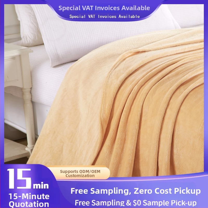 Pătură de flanel, culoare uni, fibră poliesterică, 300–500 g, potrivită pentru canapea și pat, pentru toate anotimpurile, stil modern minimalist