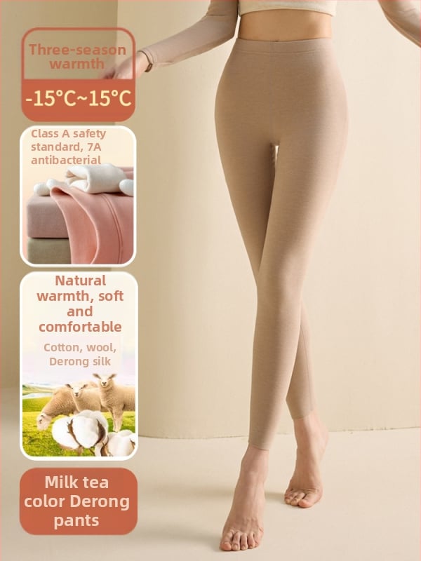 Set de lenjerie termică pentru femei din fibră de poliester, guler semi-turtleneck, strat dublu, țesătură groasă 251-300 g/m², căptușeală velur