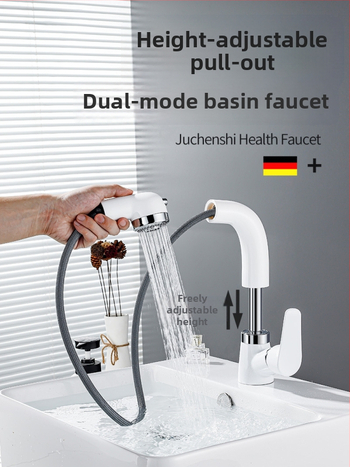 Meďový výsuvný kohútik na umývadlo, model JY-8057, otočný, keramická kartuš, zvislá inštalácia