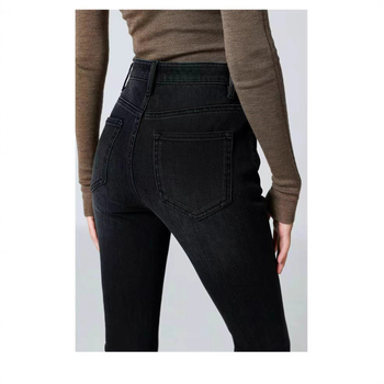 Blugi talie înaltă, căptușeală din fleece, denim cu elasticitate în patru direcții, bootcut pentru toamnă și iarnă