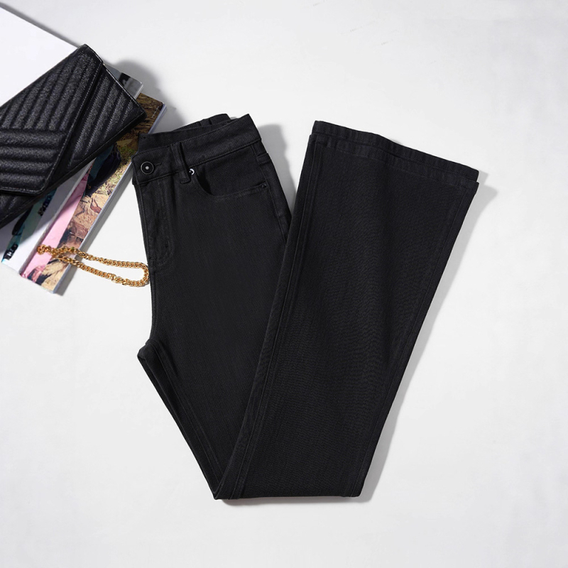 Blugi talie înaltă, căptușeală din fleece, denim cu elasticitate în patru direcții, bootcut pentru toamnă și iarnă