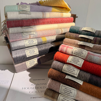 Șal din lână, țesătură twill, lungime extinsă, încălzește în iarnă, pentru femei