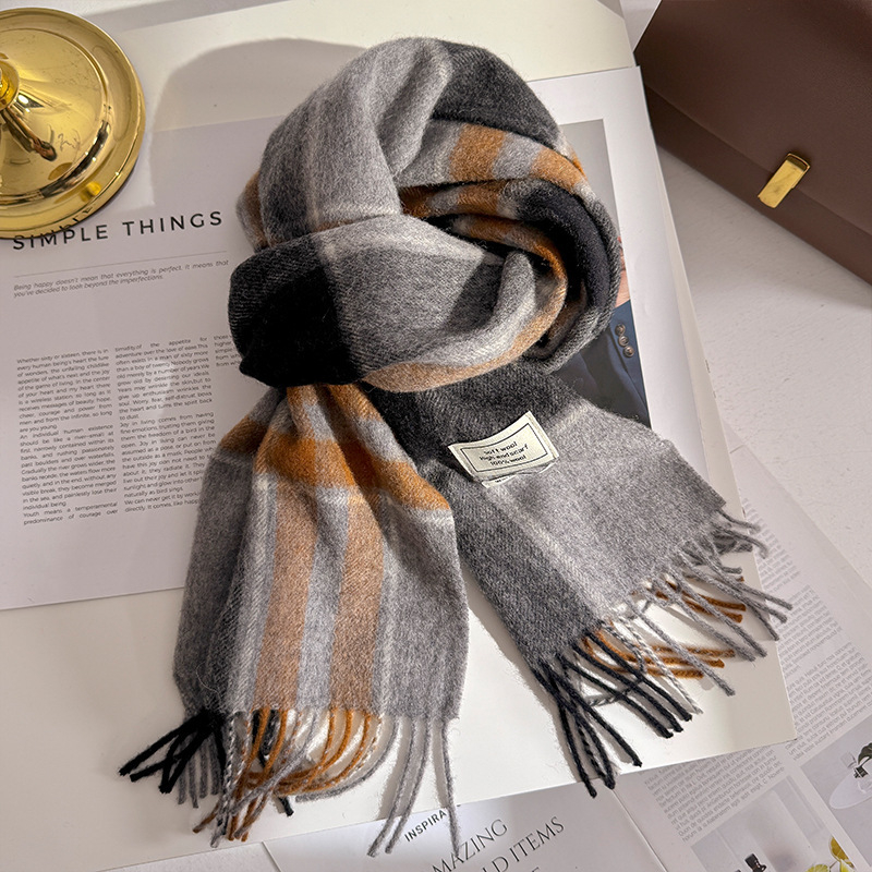 Șal din lână, țesătură twill, lungime extinsă, încălzește în iarnă, pentru femei