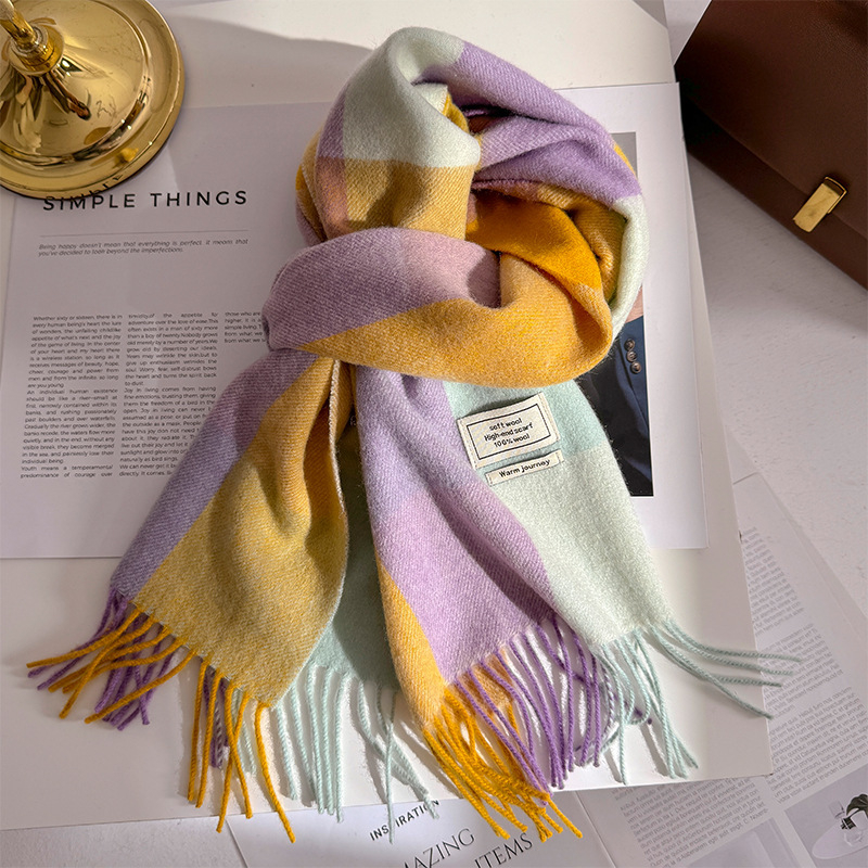 Șal din lână, țesătură twill, lungime extinsă, încălzește în iarnă, pentru femei