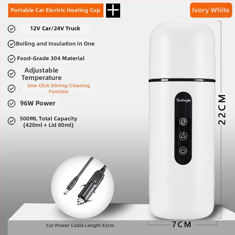 Autóba szerelt masszírozó elektromos vízmelegítő pohár, szigetelés, canvas anyag, teljesítmény 1W