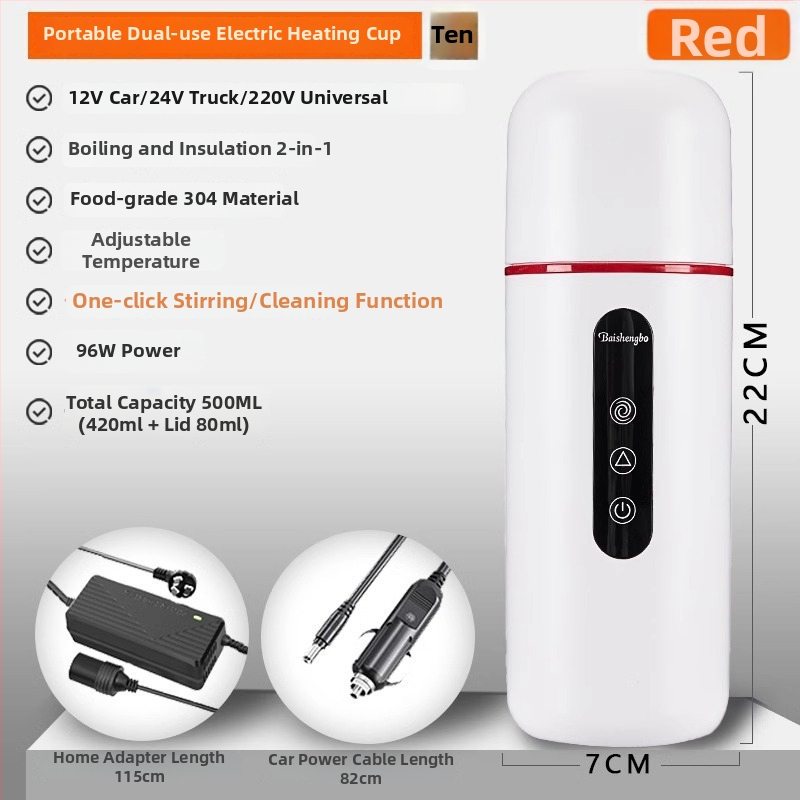 Autóba szerelt masszírozó elektromos vízmelegítő pohár, szigetelés, canvas anyag, teljesítmény 1W