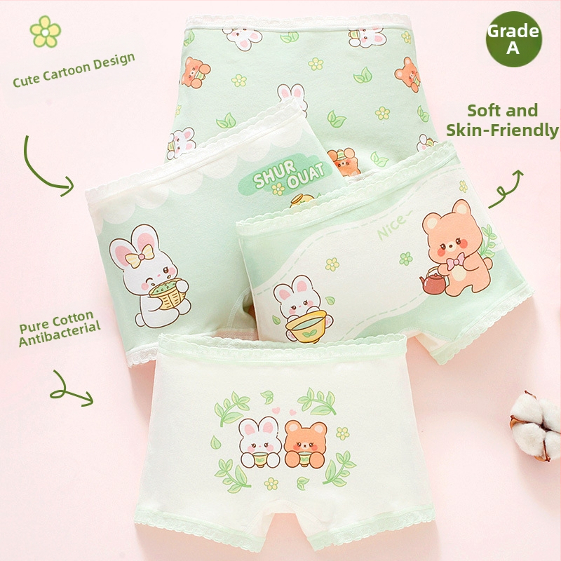 Chiloți pentru fetițe din bumbac, antibacteriali, 95% bumbac, Clasă A de siguranță, model K-29