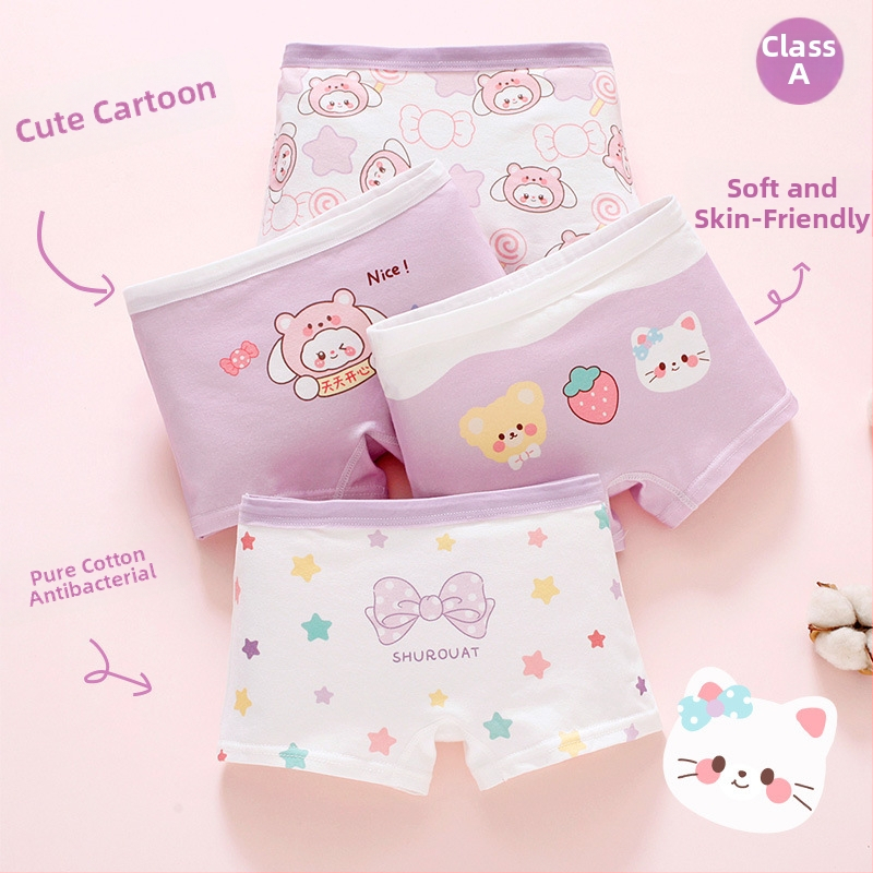 Chiloți pentru fetițe din bumbac, antibacteriali, 95% bumbac, Clasă A de siguranță, model K-29