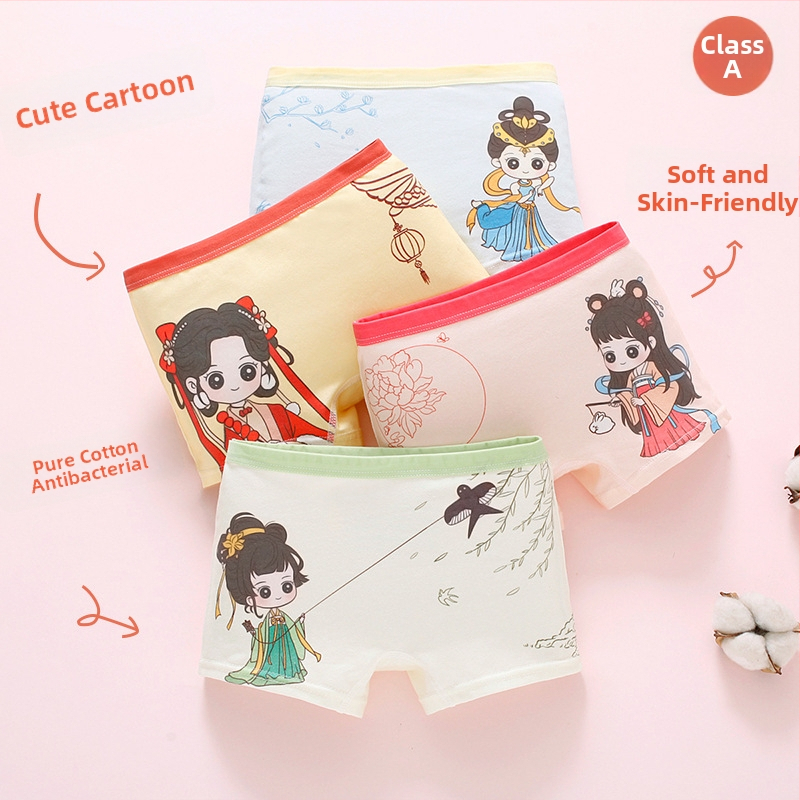 Chiloți pentru fetițe din bumbac, antibacteriali, 95% bumbac, Clasă A de siguranță, model K-29