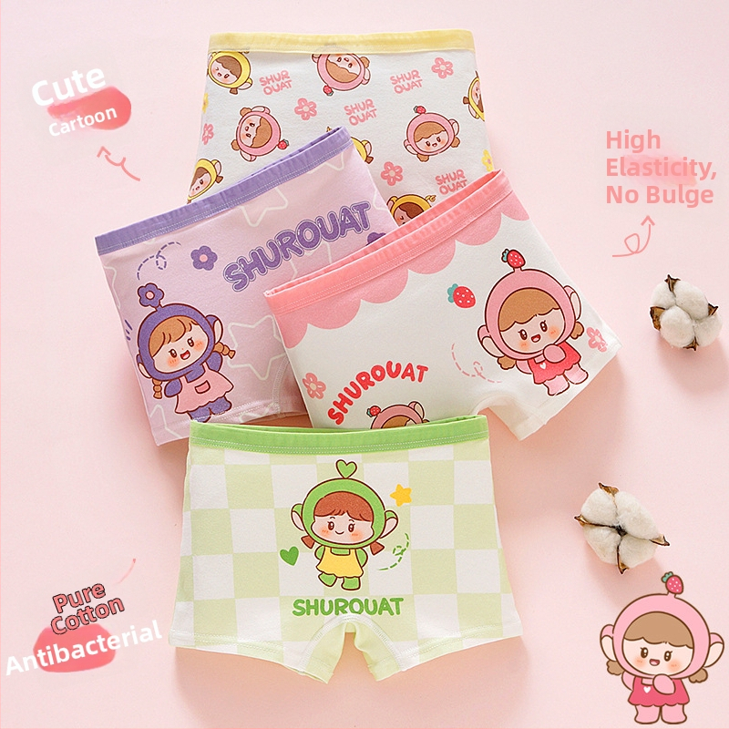 Chiloți pentru fetițe din bumbac, antibacteriali, 95% bumbac, Clasă A de siguranță, model K-29