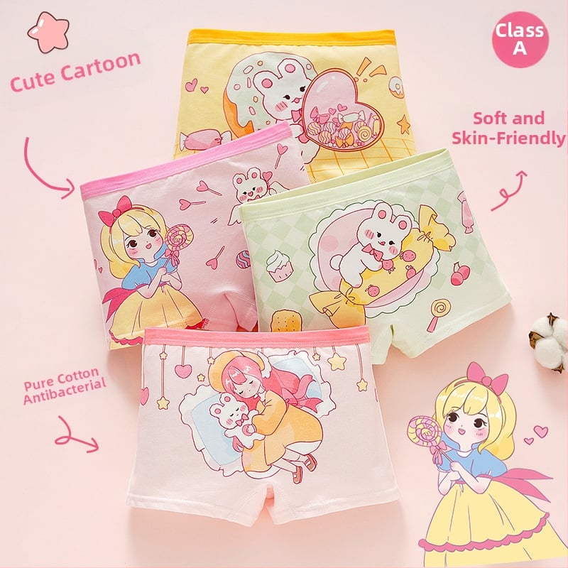 Chiloți pentru fetițe din bumbac, antibacteriali, 95% bumbac, Clasă A de siguranță, model K-29