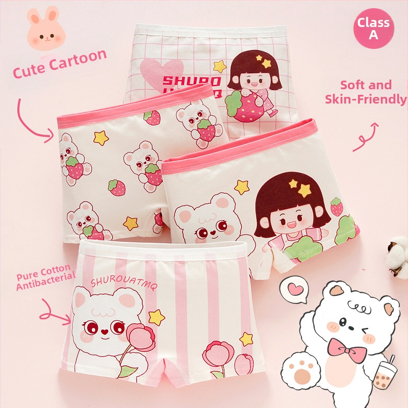 Chiloți pentru fetițe din bumbac, antibacteriali, 95% bumbac, Clasă A de siguranță, model K-29