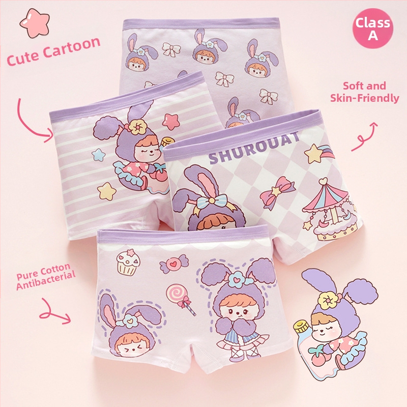 Chiloți pentru fetițe din bumbac, antibacteriali, 95% bumbac, Clasă A de siguranță, model K-29