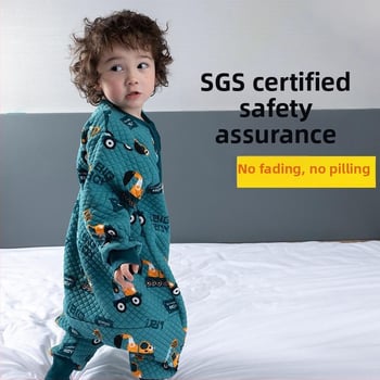 Sac de dormit pentru copii cu picioare separate și cuvertură anti-kick, pentru toate anotimpurile, exterior din bumbac 100%, umplutură poliester