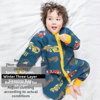 Sac de dormit pentru copii cu picioare separate și cuvertură anti-kick, pentru toate anotimpurile, exterior din bumbac 100%, umplutură poliester