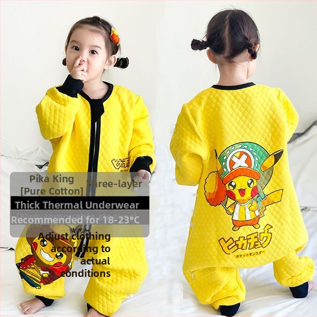 Sac de dormit pentru copii cu picioare separate și cuvertură anti-kick, pentru toate anotimpurile, exterior din bumbac 100%, umplutură poliester