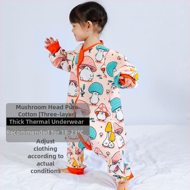 Sac de dormit pentru copii cu picioare separate și cuvertură anti-kick, pentru toate anotimpurile, exterior din bumbac 100%, umplutură poliester