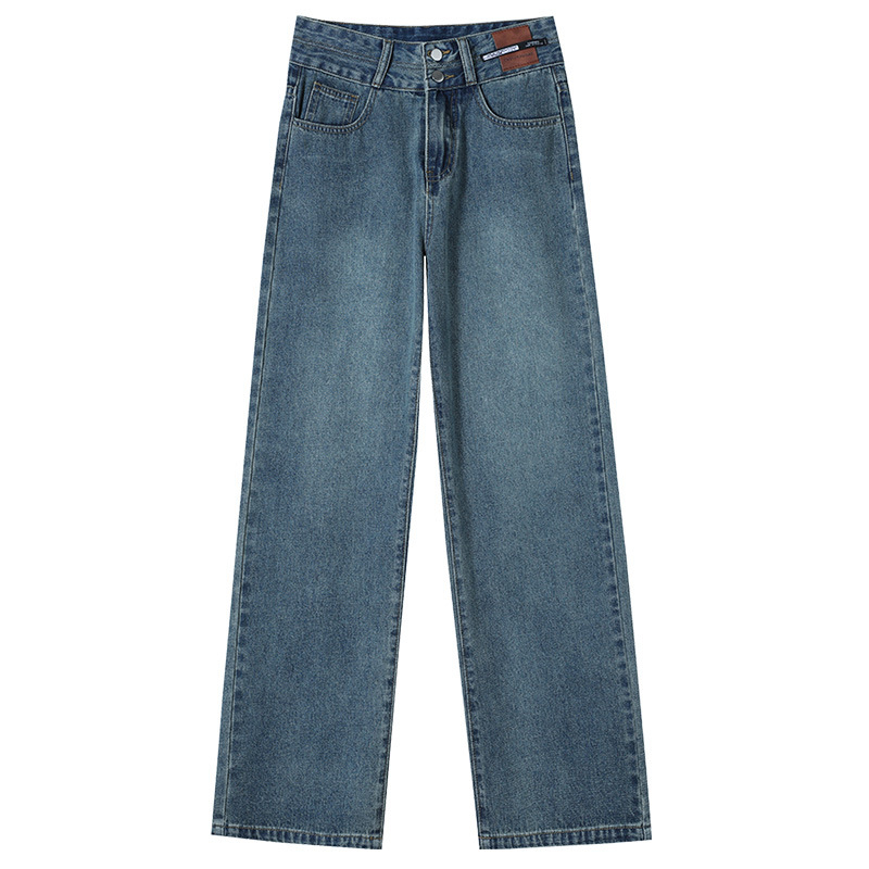 Jeansi de damă cu căptușeală fleece, croială dreaptă, talie înaltă, denim din bumbac, toamnă 2025