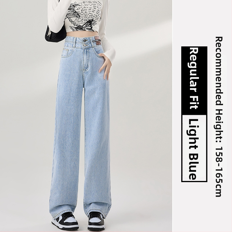 Jeansi de damă cu căptușeală fleece, croială dreaptă, talie înaltă, denim din bumbac, toamnă 2025