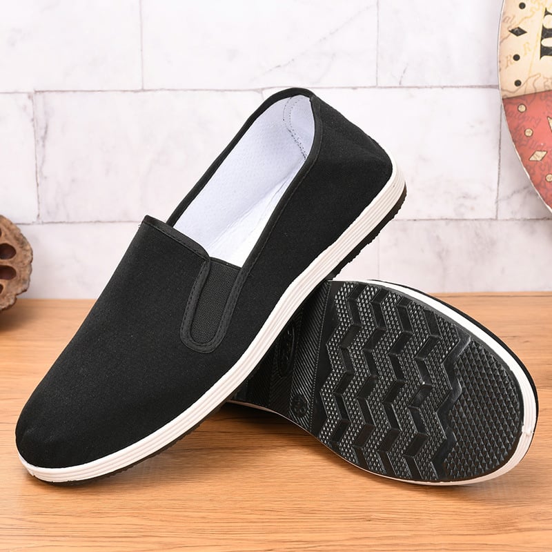 Ανδρικά καμβά παπούτσια για χαλάρωση, με στρογγυλή μύτη, χαμηλό ύφος, ραφή σόλας, υφασμάτινος πάτος