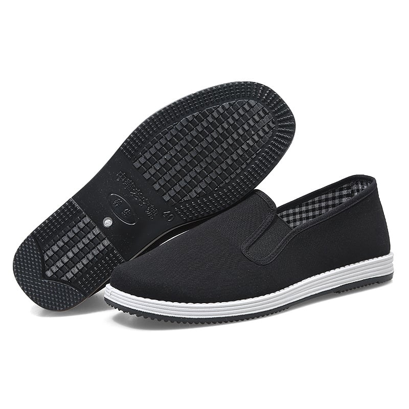 Ανδρικά καμβά παπούτσια για χαλάρωση, με στρογγυλή μύτη, χαμηλό ύφος, ραφή σόλας, υφασμάτινος πάτος