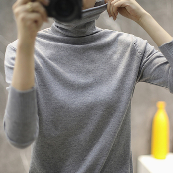 Πουλόβερ με ψηλό γιακά, χαλαρή γραμμή, μακριά μανίκια, μονόχρωτο πλεκτό, πολυεστερικό νήμα πυρήνας