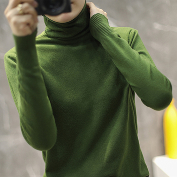 Πουλόβερ με ψηλό γιακά, χαλαρή γραμμή, μακριά μανίκια, μονόχρωτο πλεκτό, πολυεστερικό νήμα πυρήνας