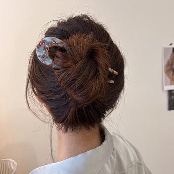 Jin Xin agrafă de păr în formă de U, placă de acid acetic, stil retro, origine Yiwu