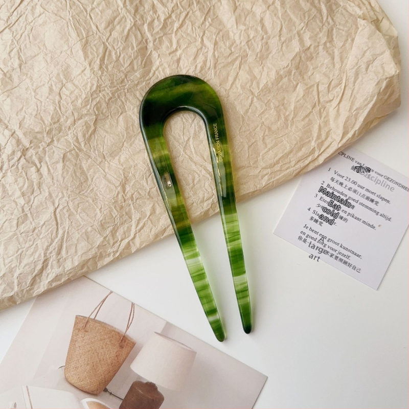 Jin Xin agrafă de păr în formă de U, placă de acid acetic, stil retro, origine Yiwu