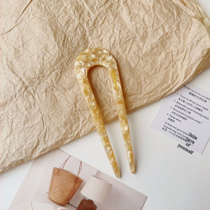 Jin Xin agrafă de păr în formă de U, placă de acid acetic, stil retro, origine Yiwu