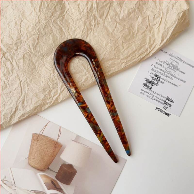 Jin Xin agrafă de păr în formă de U, placă de acid acetic, stil retro, origine Yiwu