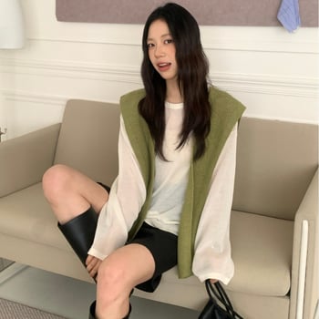 Șal tricotat în stil coreean pentru femei, fular decorativ din lână pentru primăvară și toamnă; compoziție 96% sau mai mult; stil: japonezo-coreean dulce; tricotare.