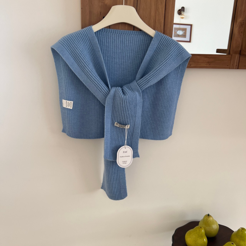 Șal tricotat în stil coreean pentru femei, fular decorativ din lână pentru primăvară și toamnă; compoziție 96% sau mai mult; stil: japonezo-coreean dulce; tricotare.