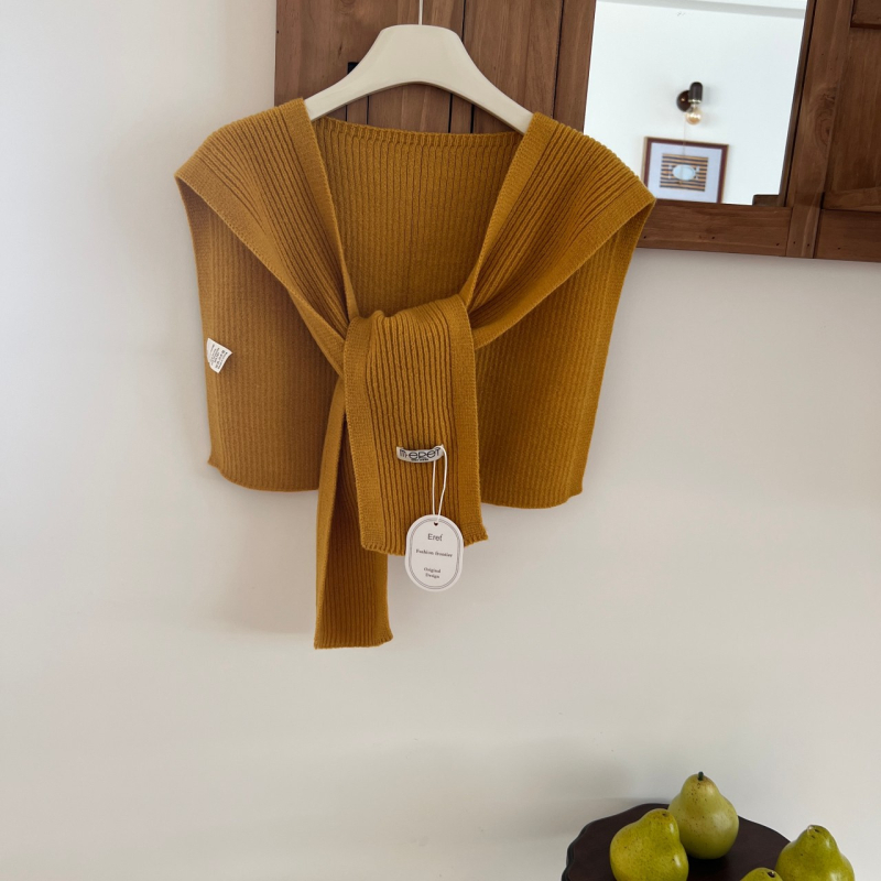 Șal tricotat în stil coreean pentru femei, fular decorativ din lână pentru primăvară și toamnă; compoziție 96% sau mai mult; stil: japonezo-coreean dulce; tricotare.