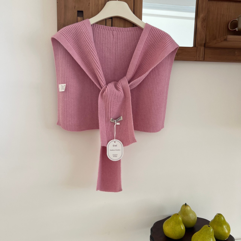 Șal tricotat în stil coreean pentru femei, fular decorativ din lână pentru primăvară și toamnă; compoziție 96% sau mai mult; stil: japonezo-coreean dulce; tricotare.