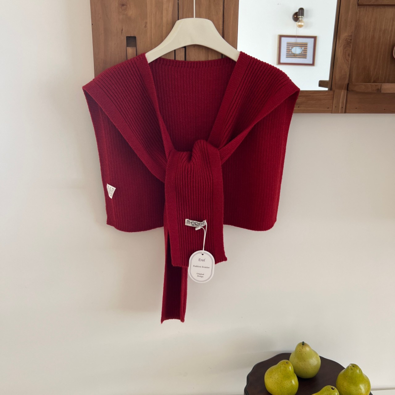 Șal tricotat în stil coreean pentru femei, fular decorativ din lână pentru primăvară și toamnă; compoziție 96% sau mai mult; stil: japonezo-coreean dulce; tricotare.