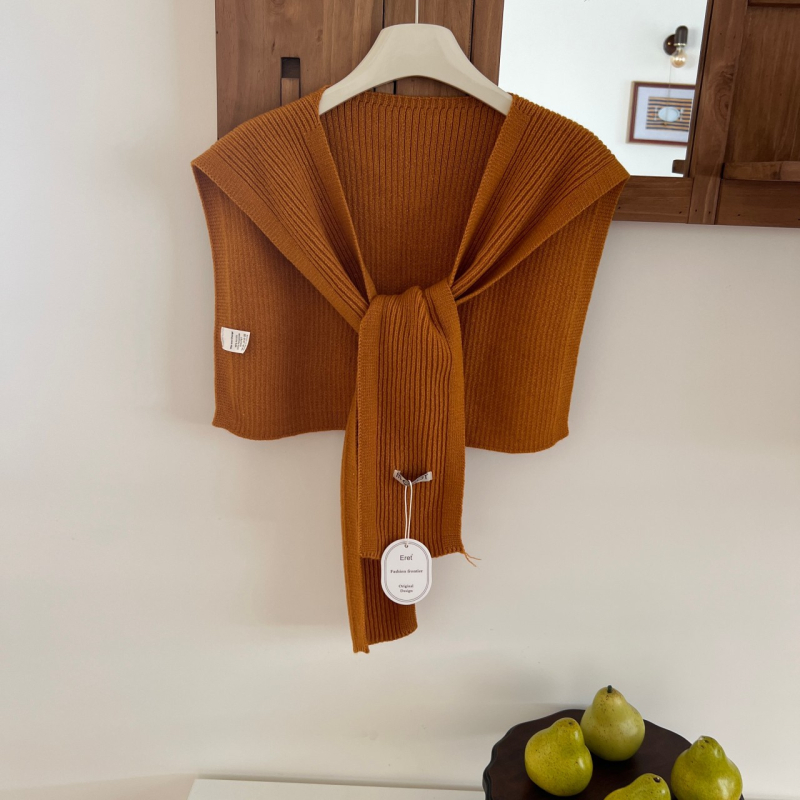 Șal tricotat în stil coreean pentru femei, fular decorativ din lână pentru primăvară și toamnă; compoziție 96% sau mai mult; stil: japonezo-coreean dulce; tricotare.