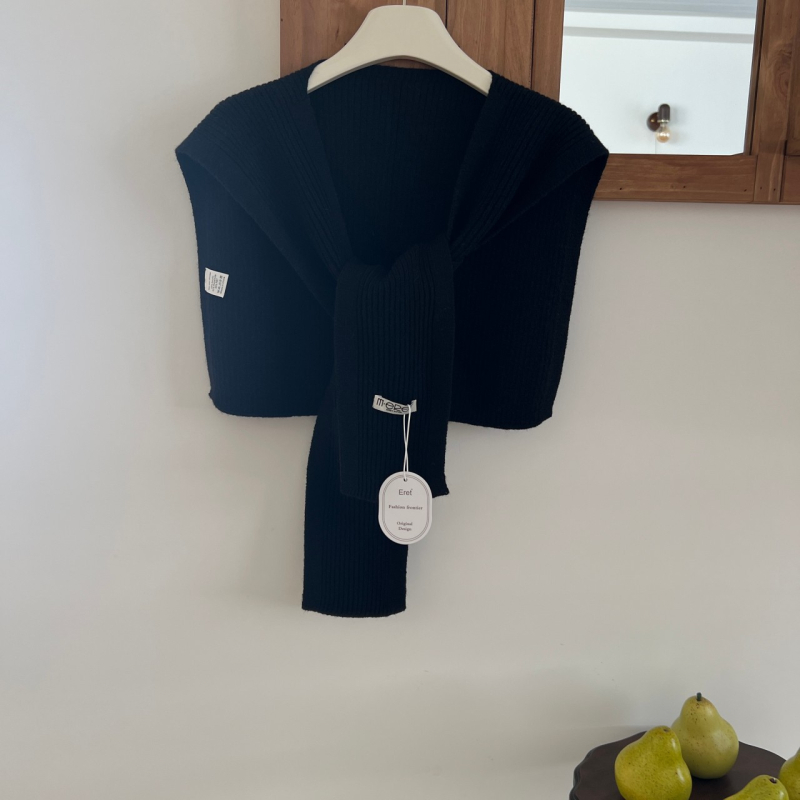 Șal tricotat în stil coreean pentru femei, fular decorativ din lână pentru primăvară și toamnă; compoziție 96% sau mai mult; stil: japonezo-coreean dulce; tricotare.