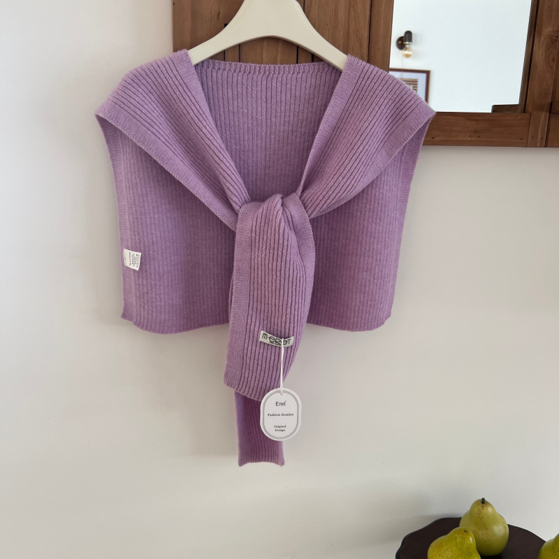 Șal tricotat în stil coreean pentru femei, fular decorativ din lână pentru primăvară și toamnă; compoziție 96% sau mai mult; stil: japonezo-coreean dulce; tricotare.