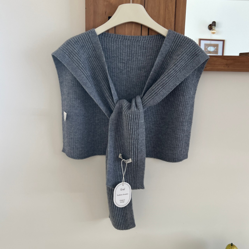 Șal tricotat în stil coreean pentru femei, fular decorativ din lână pentru primăvară și toamnă; compoziție 96% sau mai mult; stil: japonezo-coreean dulce; tricotare.