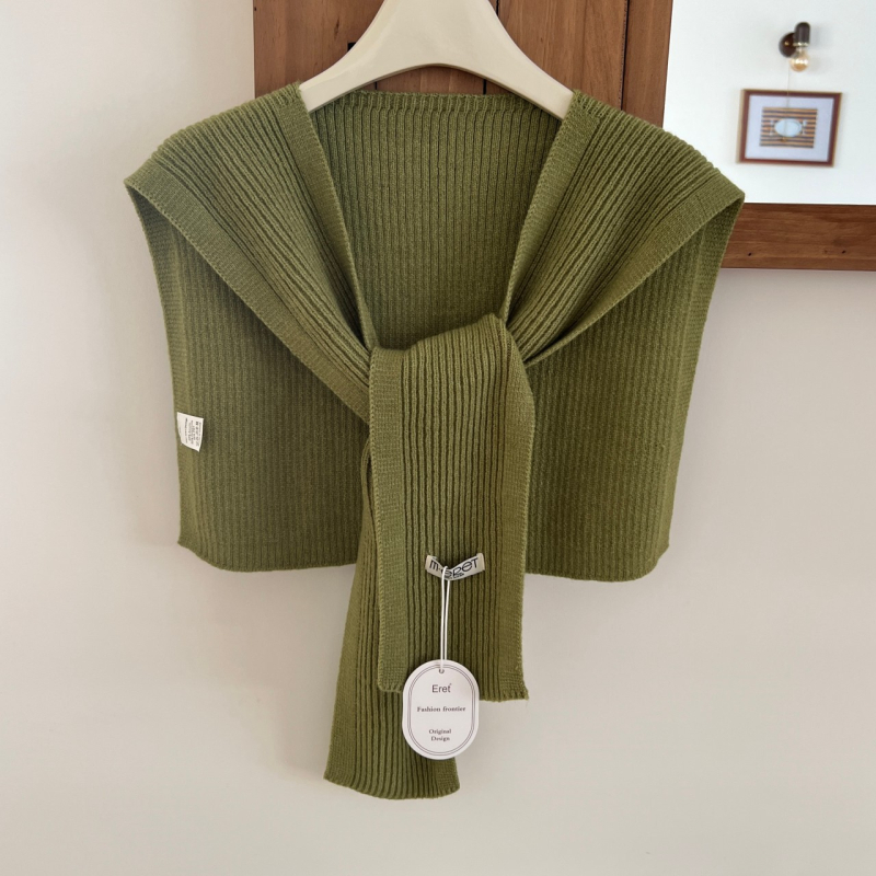 Șal tricotat în stil coreean pentru femei, fular decorativ din lână pentru primăvară și toamnă; compoziție 96% sau mai mult; stil: japonezo-coreean dulce; tricotare.