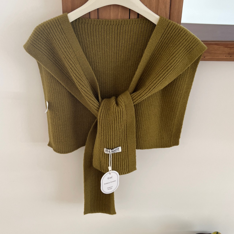 Șal tricotat în stil coreean pentru femei, fular decorativ din lână pentru primăvară și toamnă; compoziție 96% sau mai mult; stil: japonezo-coreean dulce; tricotare.