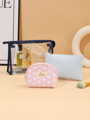 Set de trei genți transparente pentru cosmetic, PVC, capacitate mare, organizator de călătorie pentru toaletă cu separare uscat-umed