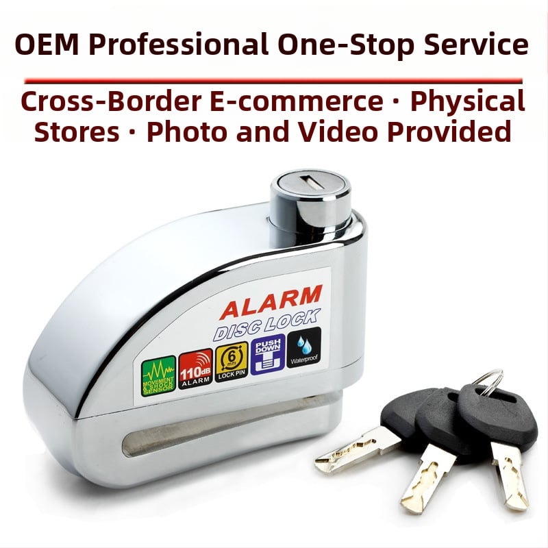 Riasztó tárcsafék-zár elektromos kerékpárhoz és motorkerékpárhoz, DF 8308, Anyag: cink-ötvözet, réz, Tömeg: 0,51 kg