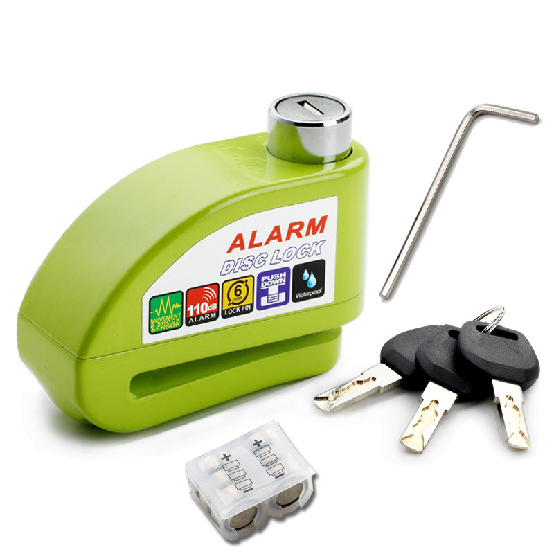 Riasztó tárcsafék-zár elektromos kerékpárhoz és motorkerékpárhoz, DF 8308, Anyag: cink-ötvözet, réz, Tömeg: 0,51 kg