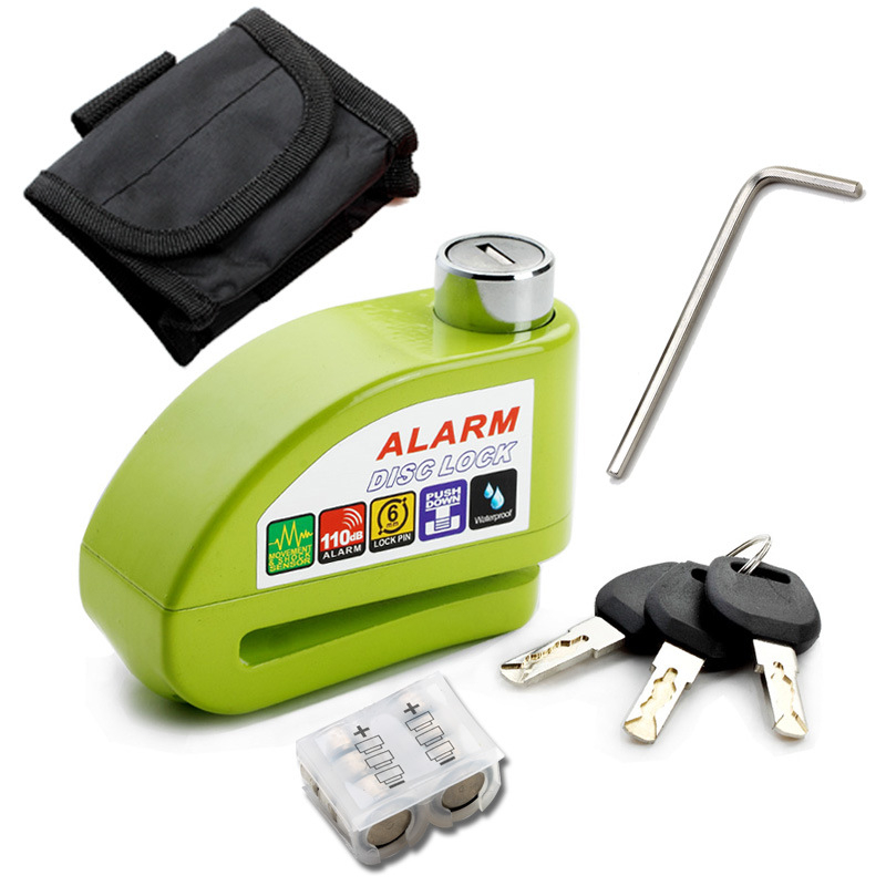 Riasztó tárcsafék-zár elektromos kerékpárhoz és motorkerékpárhoz, DF 8308, Anyag: cink-ötvözet, réz, Tömeg: 0,51 kg