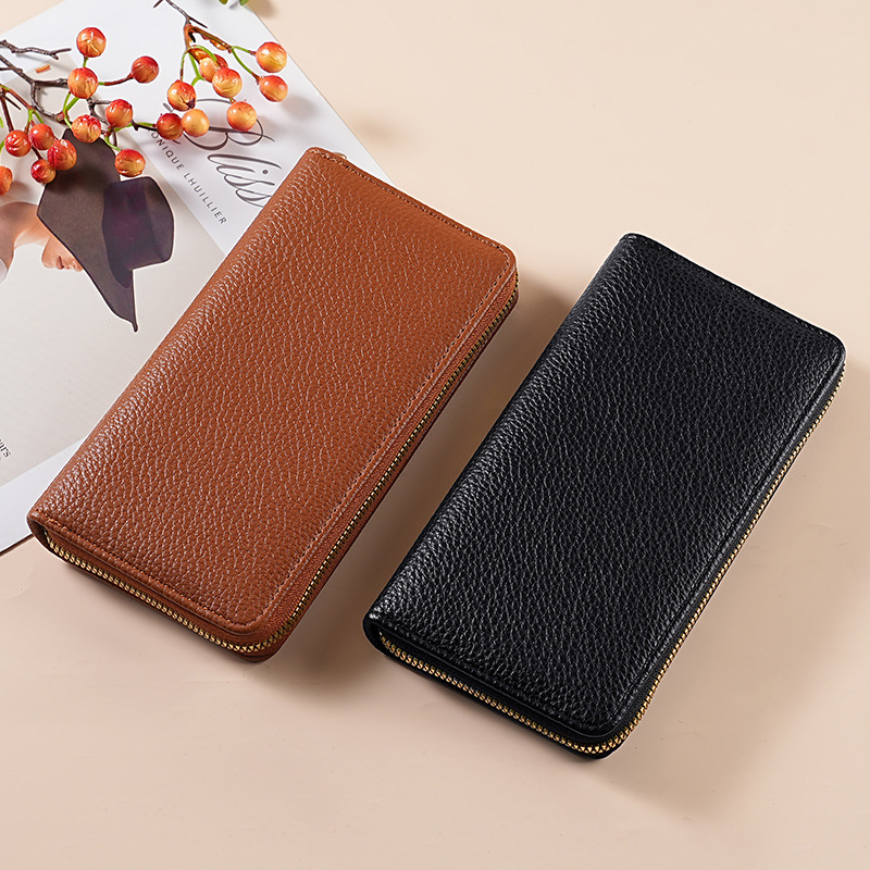 Portofel feminin din PU, textură piele granule (pebbled), capacitate mare, extensie, căptușală din piele sintetică, primăvara 2025