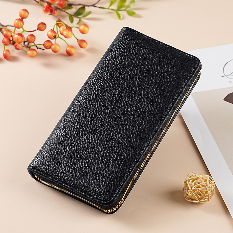 Portofel feminin din PU, textură piele granule (pebbled), capacitate mare, extensie, căptușală din piele sintetică, primăvara 2025